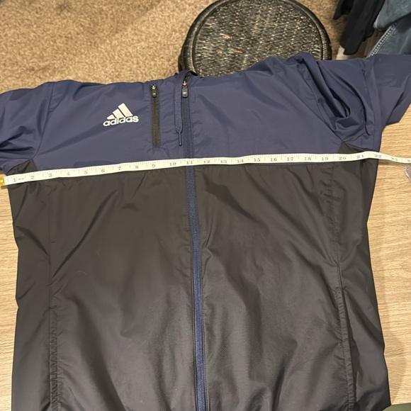 Adidas Men's Blue and Black Jacket medium windbreaker coat with hood two tone - Picture 8 of 9